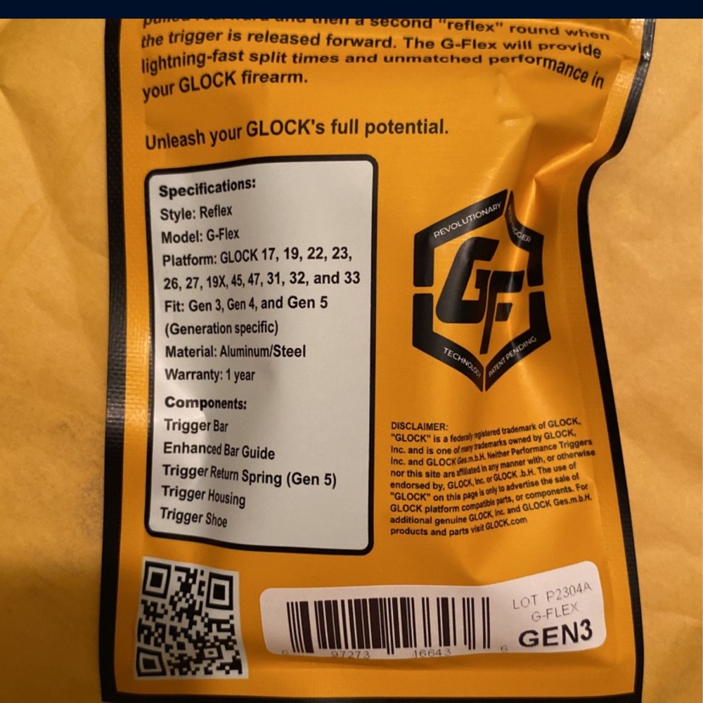 G-flex trigger. A performance trigger for glocks basically a binary trigger